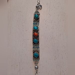 Tibetan Turquoise Coral Bracelet 7.5"- 8". NWOT